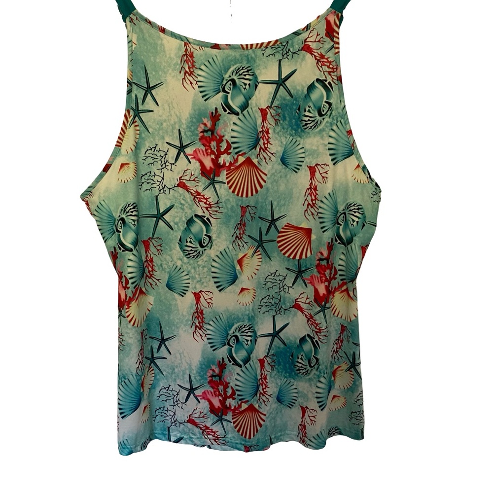 Flycurvy Seashell Swim Tankini Top. Beach Summer. Sz 3XL